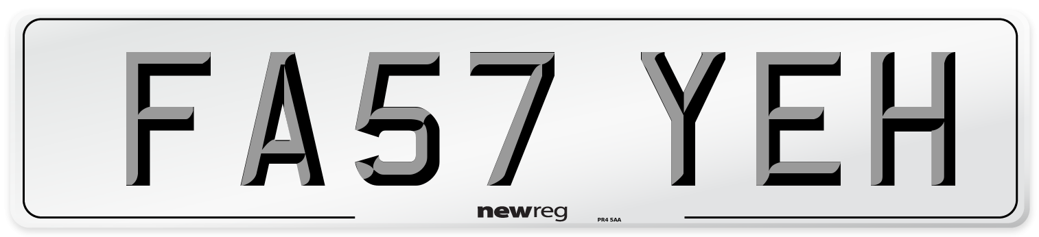 FA57 YEH Number Plate from New Reg